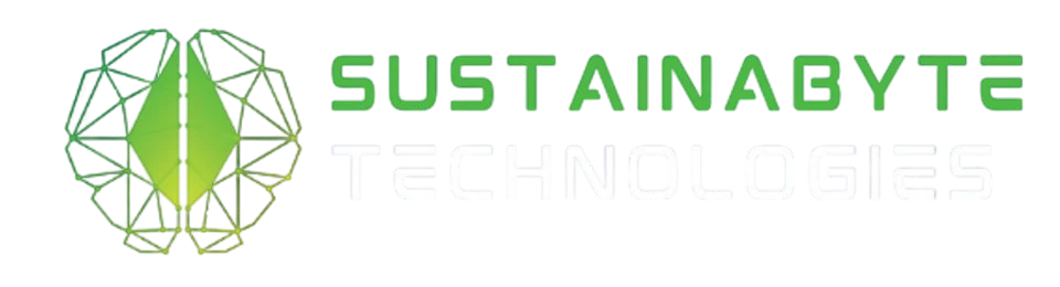 Trusted partner logo-sustainabyte technologies with green and white text color