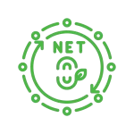 Green circular icon with leaf and recycling arrows