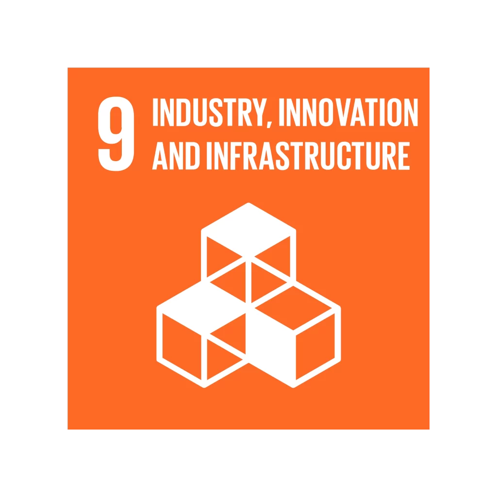 UN SDG 9 icon for Industry, Innovation, and Infrastructure with cube design