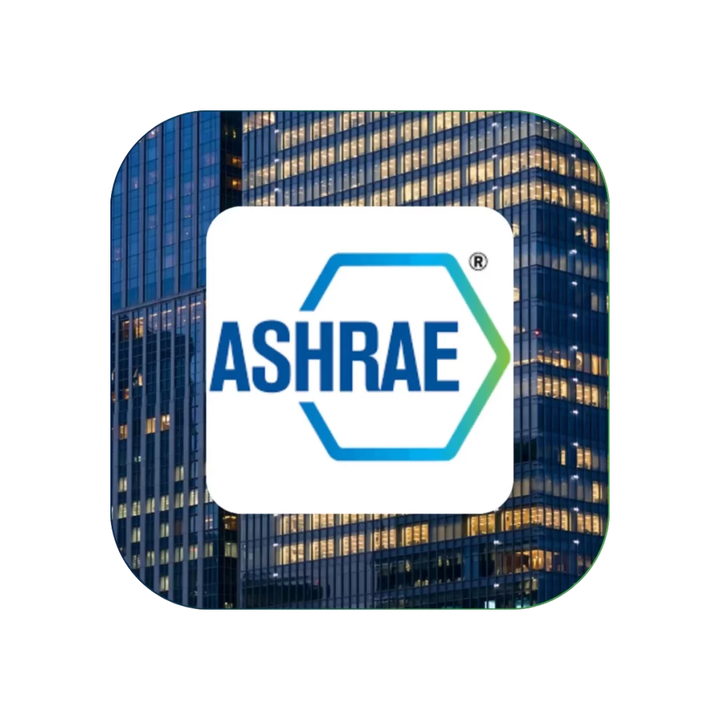 ASHRAE logo with building background representing ASHRAE level 1 & 2 audits
