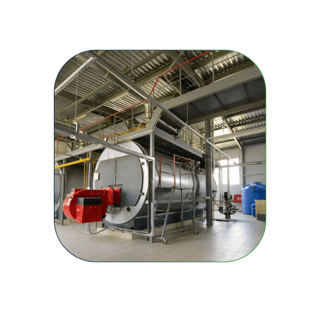 Industrial boiler system in a factory