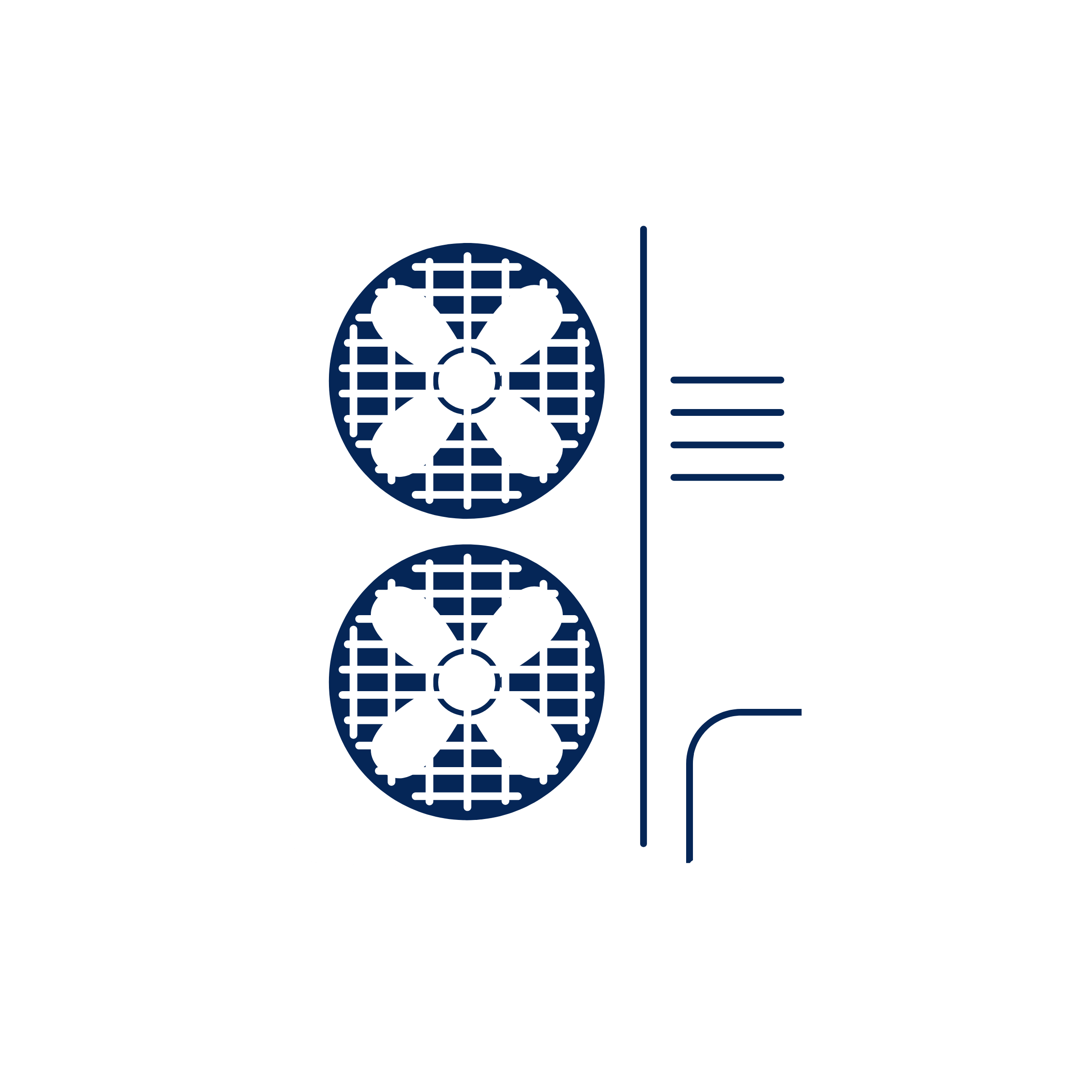 Outline of an air handling unit with two circular fans in energy and asset management platform